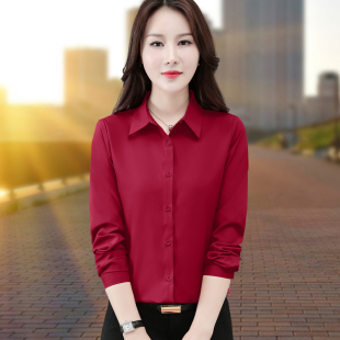 显瘦雪纺上衣妈妈气质大码 衬衫 女装 2025春秋新款 职业衬衣 女士长袖