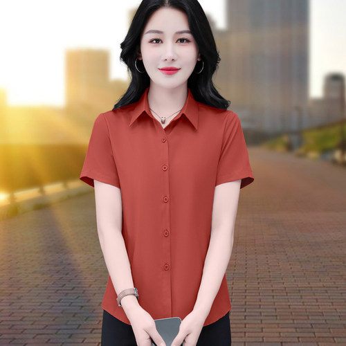 女士衬衣短袖夏季妈妈职业装半袖