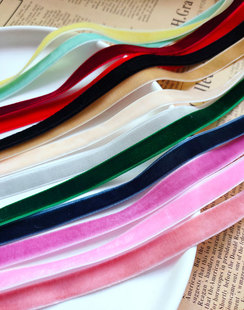 1cm秋冬彩色单面植绒天鹅绒丝绒丝带手工蝴蝶结发饰材料一琳C49