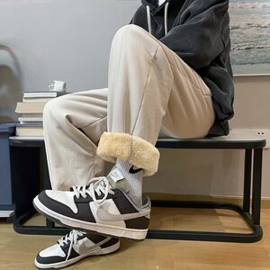 加绒裤男冬季潮流宽松休闲束脚卫裤新款保暖羊羔绒棉加厚裤子百搭