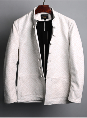 PINEAL JET新国潮中国风复古休闲头层羊皮盘扣唐装真皮皮衣男外套