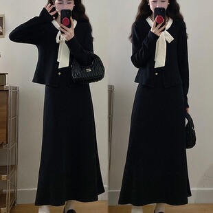 2025秋季新款学院风韩系气质吊带裙+小外套两件套减龄修身连衣裙