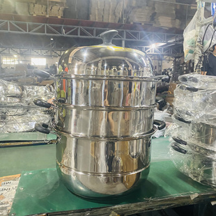 201不锈钢工厂直销三层可叠蒸锅加厚复合底多层可蒸