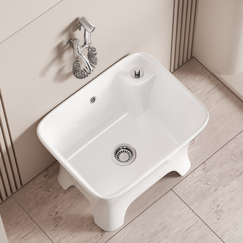 陶瓷拖把池高脚大号家用庭院洗拖把盆阳台墩布水槽盆卫生间拖布池