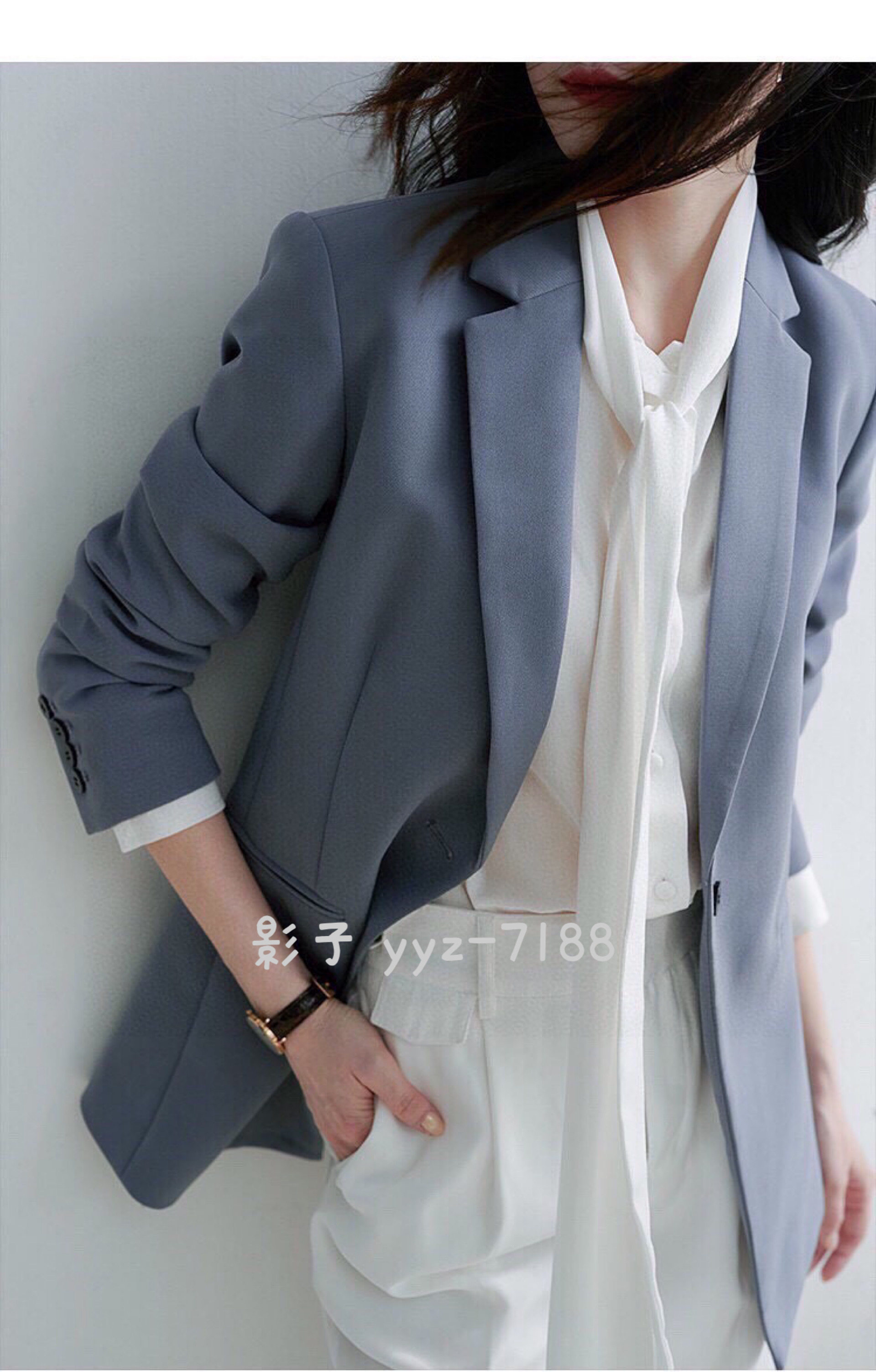 莫兰迪色系优雅知性一粒扣西装上衣女装外套 外单修身春秋款