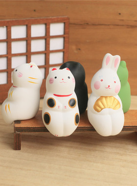 可爱静坐招福陶瓷摆件招财猫公仔