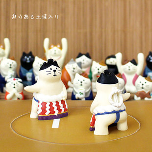猫部杂货 东京旅猫 日本相扑猫迷你摆件 相扑赛会猫咪摆件