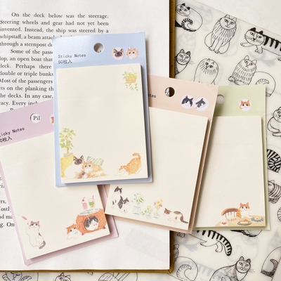 猫部杂货 50枚入小猫日常便利贴卡通猫咪手帐装饰留言记事N次贴