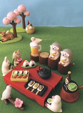 猫部杂货樱花文鸟斑比倒酒摆件