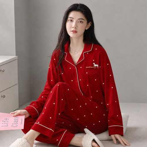 美梦开衫睡衣女春秋季长袖纯棉甜美女家居服休闲宽松长袖长裤两件