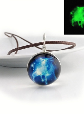 简约时光玻璃宝石夜光锁骨吊坠十二守护项链星座双鱼座