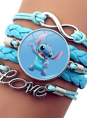 星际宝贝史迪仔蓝色多层手链Stitch卡通动漫限LOVE编织手链无手饰