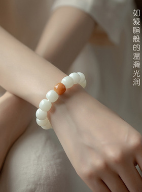 根手串星月文玩佛珠男女士子手链金刚手持配饰原生态白玉菩提