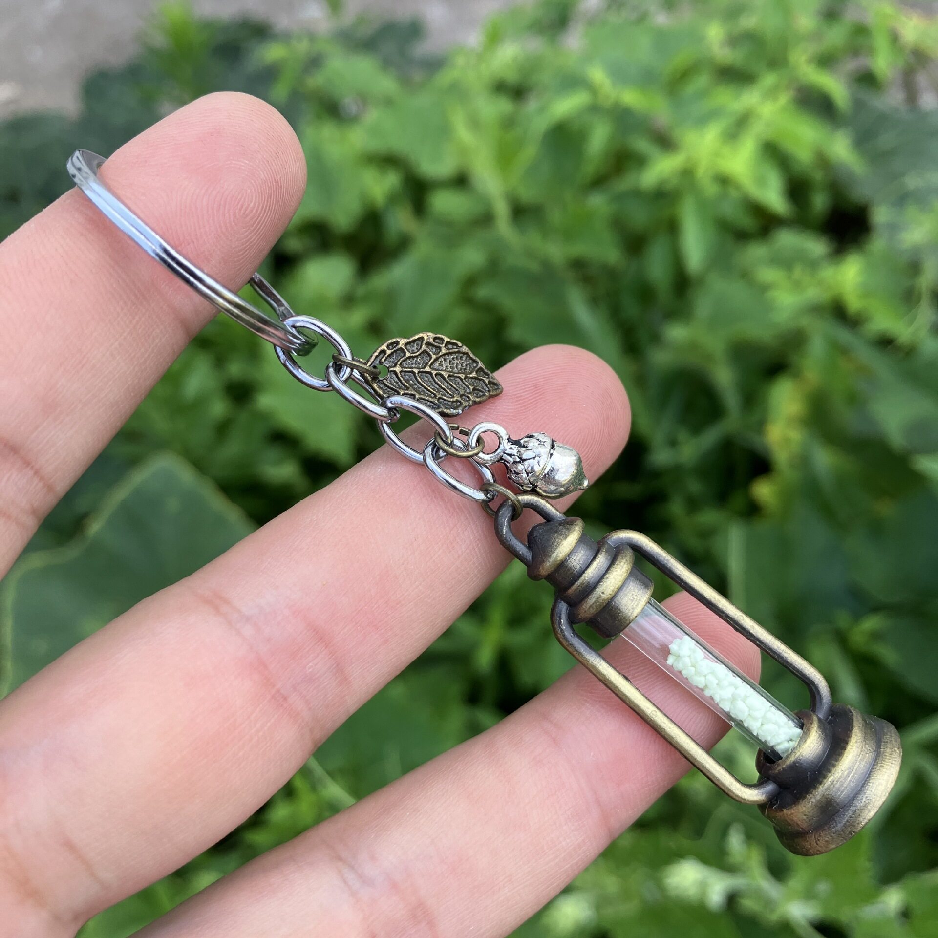 复古手工马灯心形夜光钥匙扣男女通用怀旧沙漏挂件
