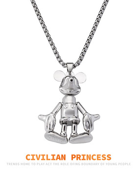 米老鼠米奇项链男肢体可动项链女简约百搭网红情侣吊坠饰钛钢卡通