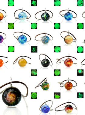 跨境电商夜光月亮宇宙玻璃吊坠