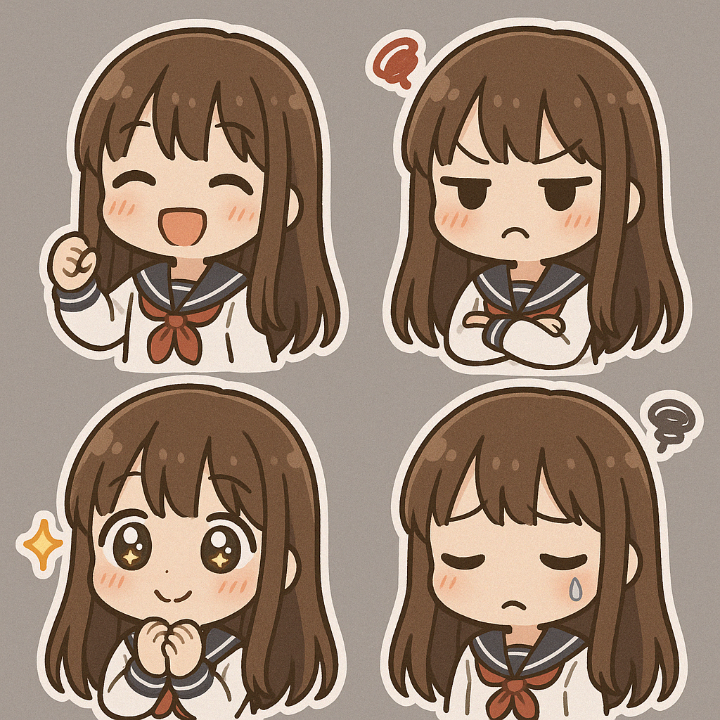 AI定制chibi四宫格Q版贴纸表情包｜可爱卡通头像制作 送好友