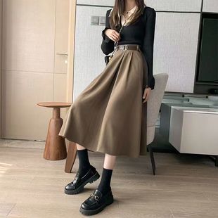 女半身伞裙 夏装 新款 高级感减龄高腰A字长裙子韩版 温柔风纯色时尚
