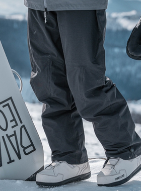 雪否 黑色单板滑雪裤加绒防水防风耐磨潮宽松版oversize平价雪裤