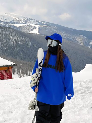 雪否 克莱因蓝单板滑雪防泼水oversize宽松 透气男女室内滑雪内搭
