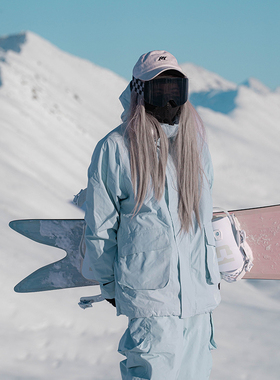 雪否 加绒防水防风耐磨滑雪套装分体潮款oversize雪服单板滑雪服