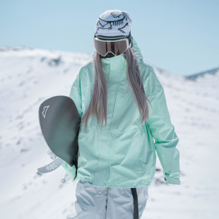 雪否 滑雪服三合一可拆卸绒内胆 薄荷绿3L防水防风滑雪外套全压胶