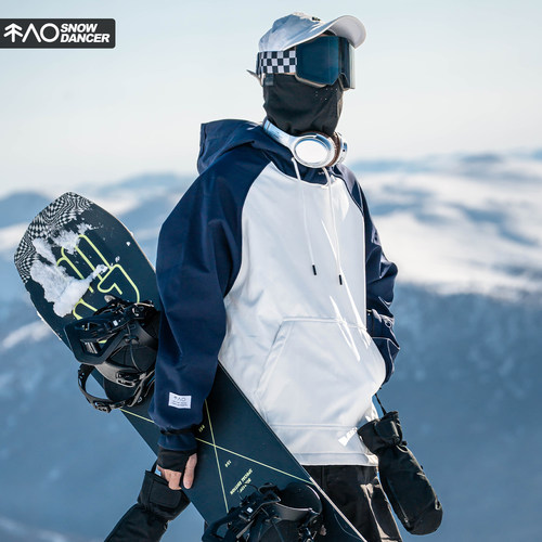 雪否 藏青单板滑雪防水over size宽松加绒 透气男女室内滑雪卫衣