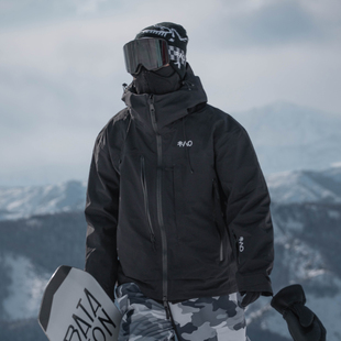 黑色3L防水防风耐磨滑雪外套全压胶oversize单板滑雪服加绒 雪否