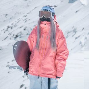 雪否落日橙3L防水防风耐磨滑雪外套全压胶oversize单板滑雪服加绒
