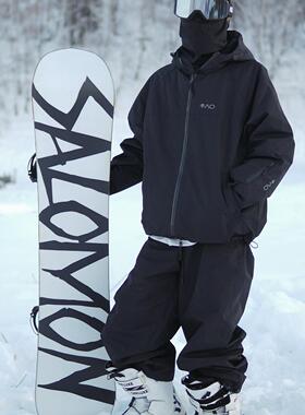 雪否 加绒防水防风耐磨滑雪套装分体潮款oversize雪服单板滑雪服