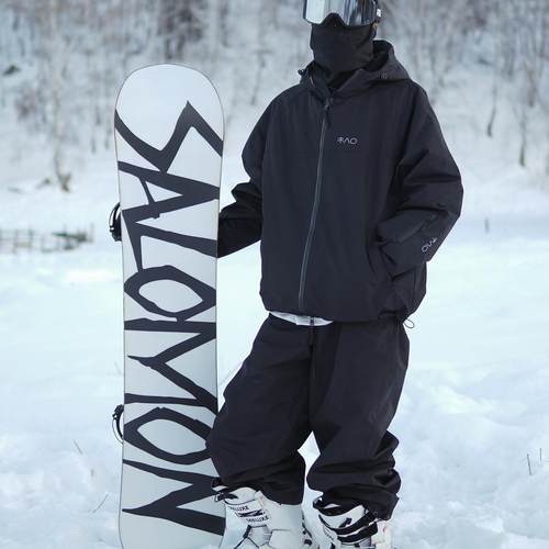 雪否 加绒防水防风耐磨滑雪套装分体潮款oversize雪服单板滑雪服