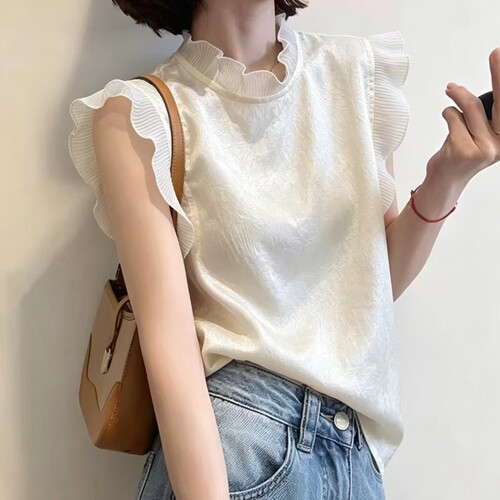 无袖欧货薄款醋酸料女