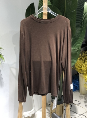 YUANXI元熙2024春秋新款加厚长袖打底T恤衫短款贴标上衣女6099-1