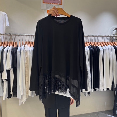 长袖韩版拼接蕾丝棉女