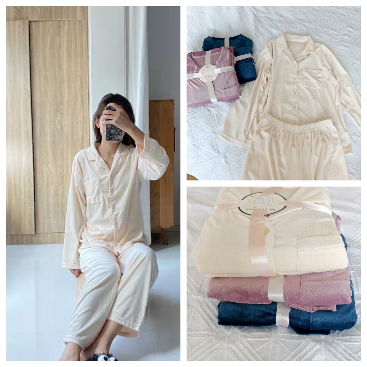 外贸日单tutu春秋天鹅绒睡衣女长袖长裤单面绒家居服套装简约包邮