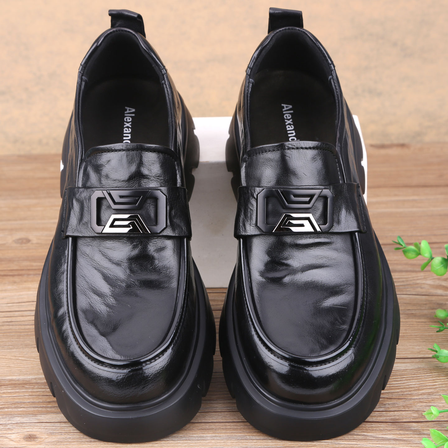 2025秋季新款男鞋厚底真皮商务休闲皮鞋防滑大头皮鞋透气套脚舒适