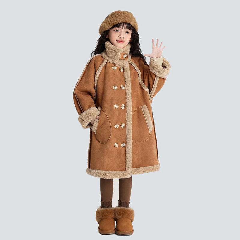 女童长款大衣2025冬新款