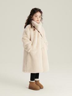 新款女童冬装长款仿皮草大衣儿童加厚保暖皮毛一体麂皮绒毛毛外套