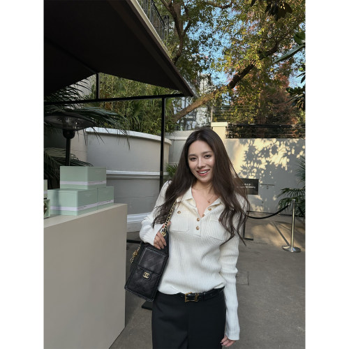 NanaByNana【拉夫lao伦私服】老钱条纹polo领毛衣女春显瘦针织衫