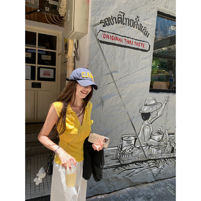 NanaByNana【海德假日】天丝亚麻背心女早秋显瘦无袖针织衫上衣