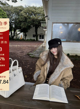 【清仓3折粉丝福利】廓形毛领派克服女工装夹克棉服