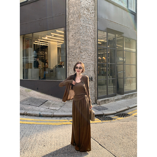 NanaByNana【栗子秋日】天丝针织开衫套装女早秋背心半裙三件套