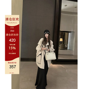 【5折粉丝福利】重工贝壳绣羊毛毛呢外套女冬季双面呢大衣