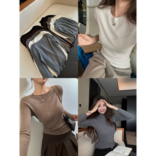 NanaByNana【菱格美学】羊毛无缝一体针织衫女冬鱼骨纹打底衫上衣