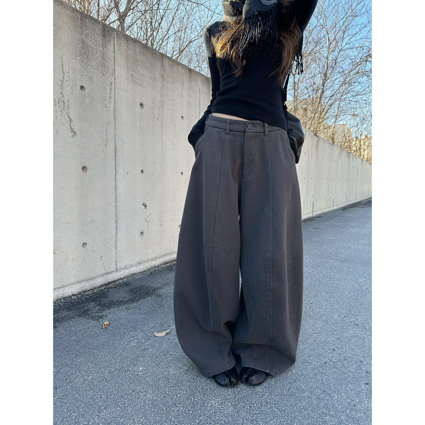 NanaByNana【都市岛屿】银狐绒洗水牛仔裤女冬保暖宽松直筒阔腿裤,女装/女士精品,牛仔裤,淘宝优惠券,粉丝福利购,淘宝优惠卷