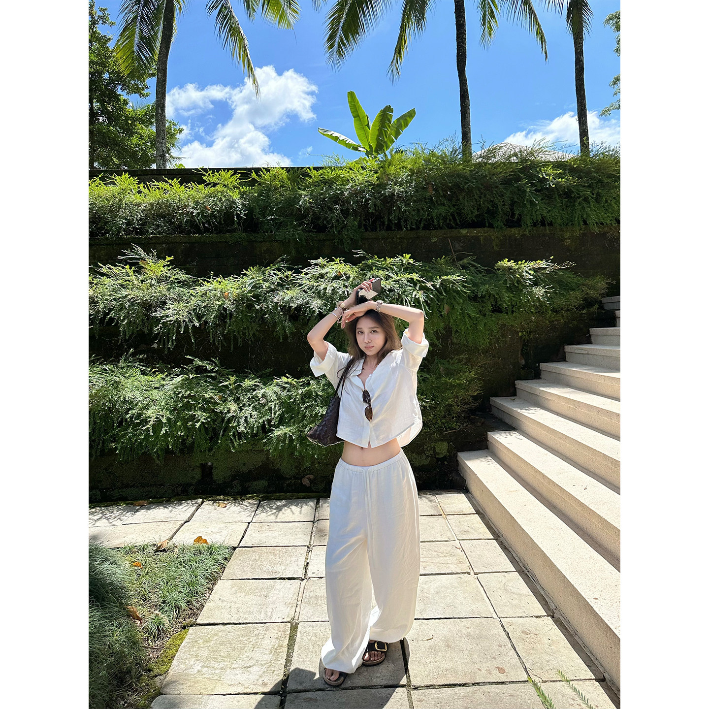 NanaByNana【轻氧套装】老钱100苎麻衬衫套装女春夏长裤半裙3件套