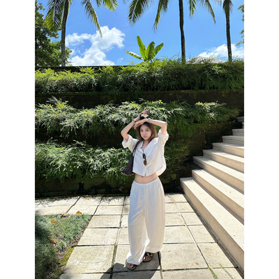 NanaByNana【轻氧套装】老钱100苎麻衬衫套装女春夏长裤半裙3件套