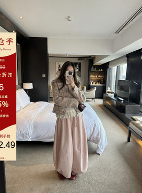 【6折粉丝福利】粉色灯芯绒休闲裤女秋冬肌理感宽松阔腿裤