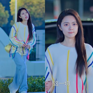 骄阳似我赵今麦聂曦光同款彩虹流苏针织衫毛衣女设计感冬季上衣服