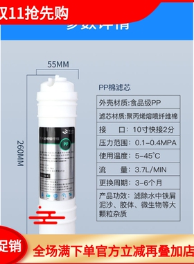 净水器一体滤芯聚丙烯喷溶纤维PP棉前置过滤器快捷滤芯